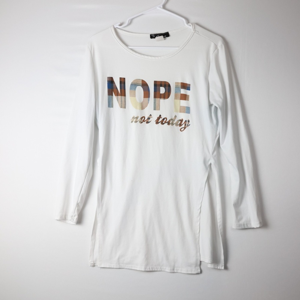 Rainbow Brand Womens "NOPE not today" Stretch Long Sleeve T-Shirt‎ Basic Medium